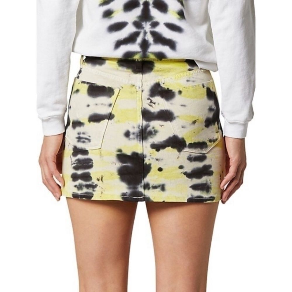 HUDSON Viper Denim Mini Skirt in Black and yellow - Picture 2 of 6